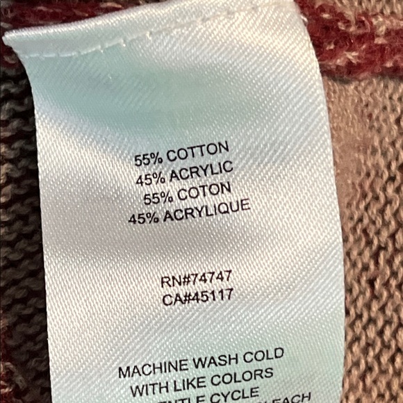 Natural Reflections Burgundy and Cream Knit Sweater - Picture 10 of 11